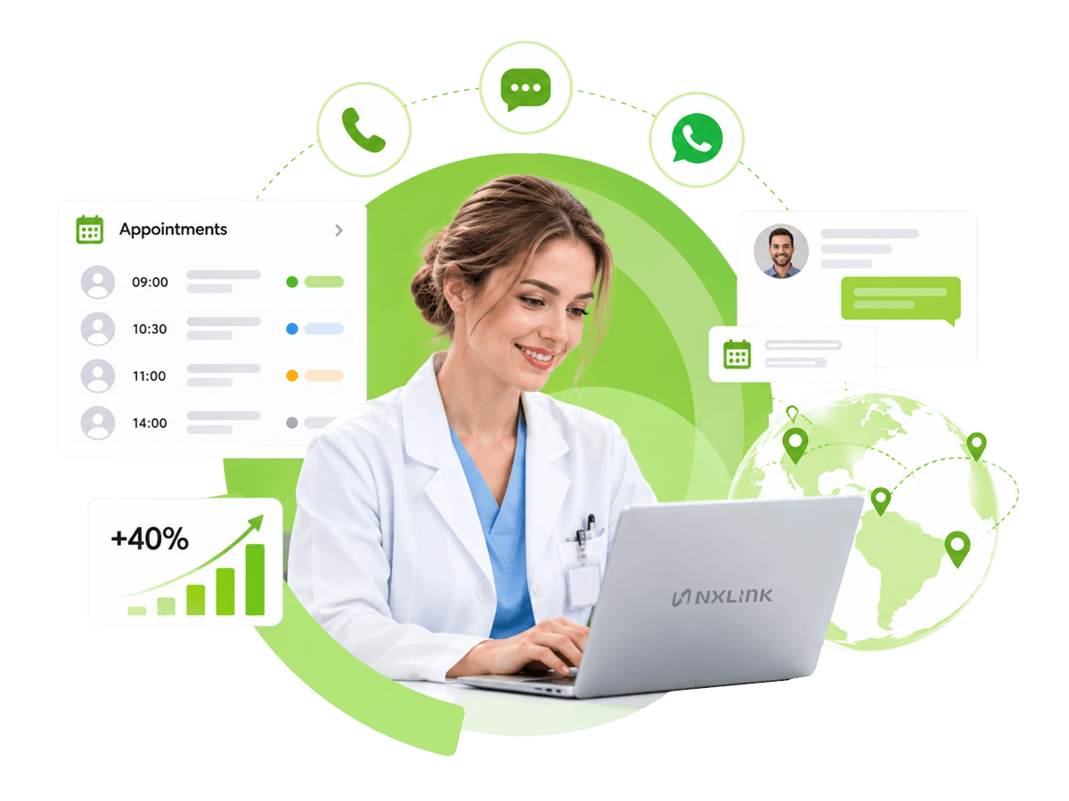 Healthcare professional managing patient appointments with NXLINK